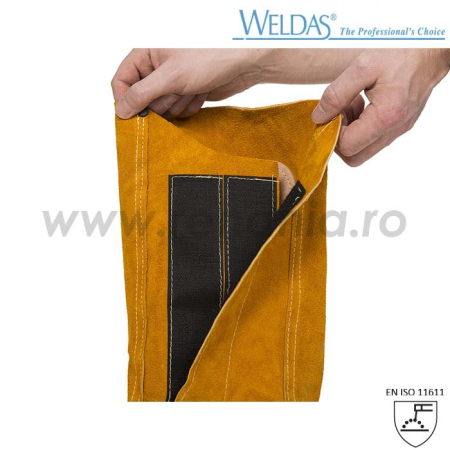 WELDAS 44-2114, Ghetre de sudură din piele spalt de bovină, grosime 1 mm, cusute cu ață de kevlar [1]