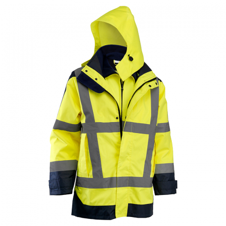 Jachete reflectorizante (HI-VIS) - WIZARD, Geacă de iarnă multifuncțională reflectorizantă din poliester, 190 g/mp, cu jachetă softshell, 290 g/mp