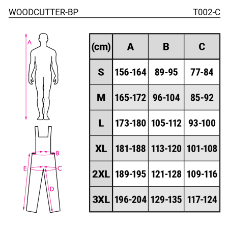 WOODCUTTER-BP, Pantaloni de lucru cu pieptar din tercot, 110 g/mp [1]