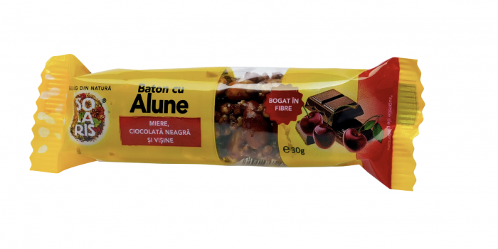 BATON CU ALUNE MIERE CIOCOLATA NEAGRA SI VISINE 30G [1]