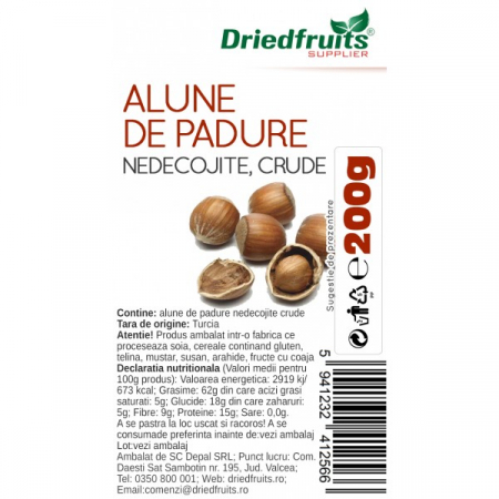 Nuci, Semințe - ALUNE DE PADURE NEDECOJITE CRUDE 200 G