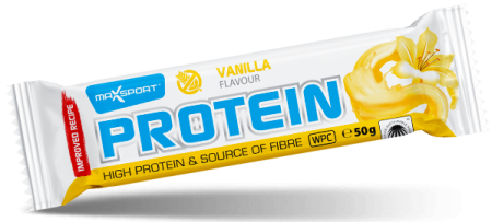 Alimentare - BATON PROTEIC FARA GLUTEN CU AROMA DE VANILIE CU GLAZURA ALBA  50 g - MAXSPORT