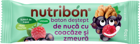 Alimentare - BATON VEGAN DE NUCA CU COACAZE SI ZMEURA 30G