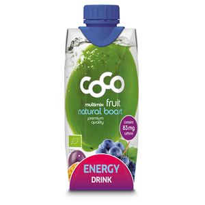Băuturi - BAUTURA ENERGIZANTA CU APA DE NUCA DE COCOS SI FRUCTUL PASIUNII ECO 330 ML