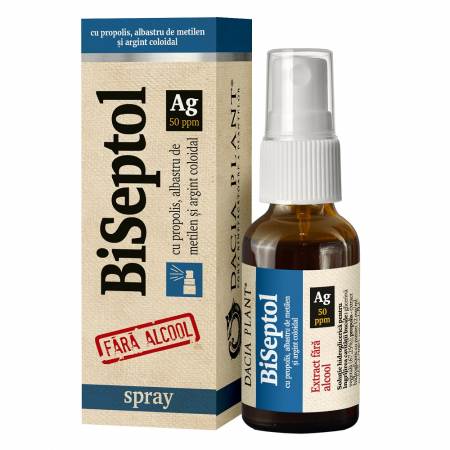 Tincturi - BISEPTOL CU ARGINT FARA ALCOOL SPRAY 20 ML