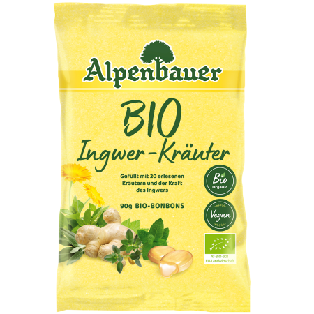 Cremă, unt, pastă - BOMBOANE CU GHIMBIR SI EXTRACT DE PLANTE NATURALE ECO 90GR ALPENBAUER