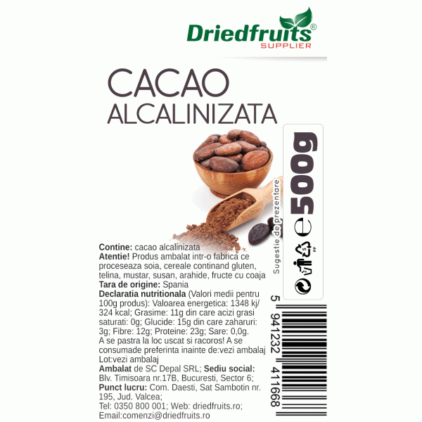 Cafea, Cacao - CACAO ALCALIZATA 500 G