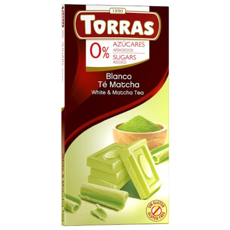 Fără zahăr - CIOCOLATA ALBA CU MATCHA FARA GLUTEN SI FARA ZAHAR 75G TORRAS