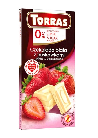 Fără zahăr - CIOCOLATA ALBA CU CAPSUNI FARA GLUTEN SI FARA ZAHAR ADAUGAT 75 G