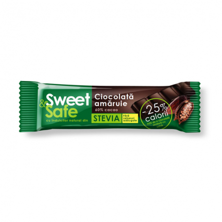 Alimentare - CIOCOLATA AMARUIE INDULCITOR STEVIE 25 G SWEET&SAFE