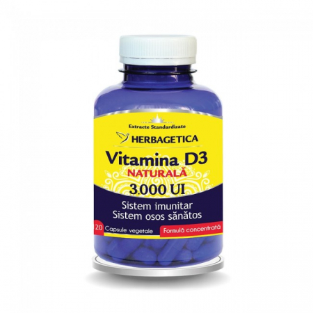 Sistemul osos si articulatii - VITAMINA D3 3000 UI 120 CPS HERBAGETICA