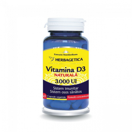Sistemul osos si articulatii - VITAMINA D3 3000 UI 60 CPS HERBAGETICA