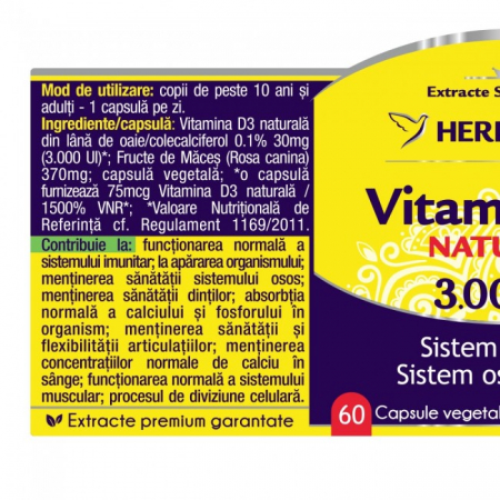 VITAMINA D3 3000 UI 60 CPS HERBAGETICA [1]