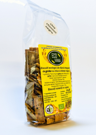 Produse BIO - BISCUITI ECO  INTEGRALI CU CHIA SI CHIMEN  NEGRU 200G