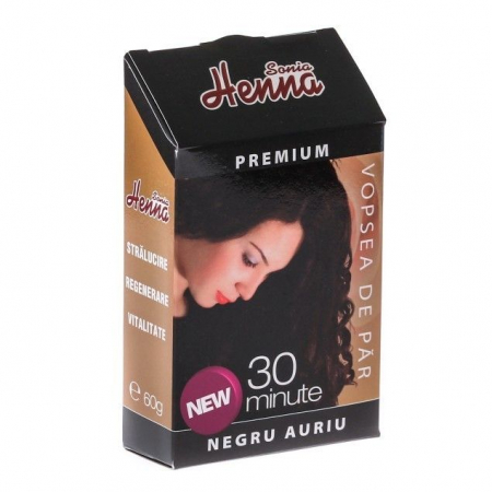 Îngrijire păr - HENNA PREMIUM NEGRU AURIU 60 G