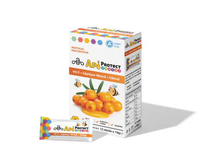 Mamici si Copii - Miere Apiprotect Junior Catina+Laptisor matca+Vit C12x10g