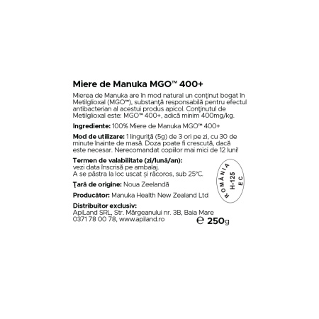 MIERE MANUKA MGO 400+ 250 G [1]