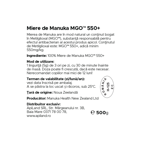 MIERE MANUKA MGO 550+ 500 G [1]