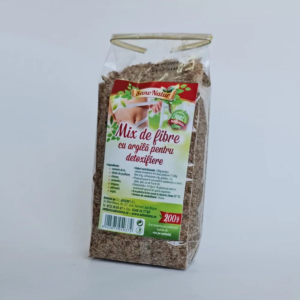Alimentare - MIX FIBRA CU ARGILA PENTRU DETOXIFIERE 200G