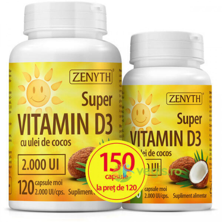 Sistemul osos si articulatii - PACHET SUPER VITAMINA D3 120+30 CPS