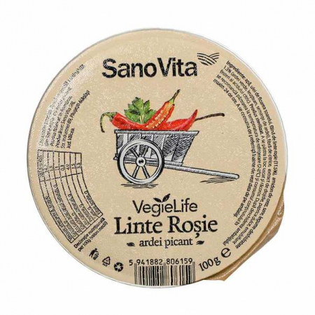 Alimentare - PASTA VEGETALA LINTE ROSIE SI ARDEI PICANT 100 G