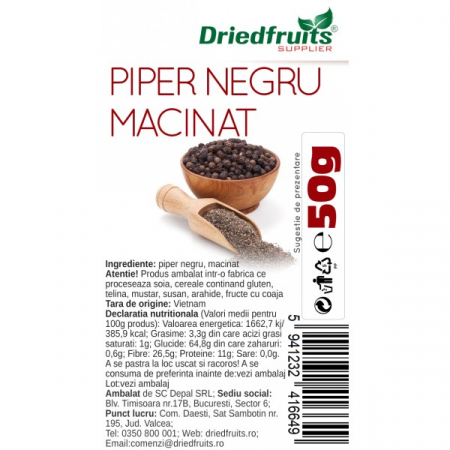 Alimentare - PIPER NEGRU MACINAT 50G