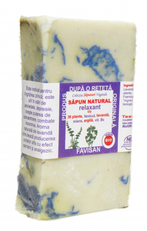 Săpunuri - SAPUN NATURAL RELAXANT 36 PLANTE, FENICUL, LAVANDA, MIERE, ARGILA