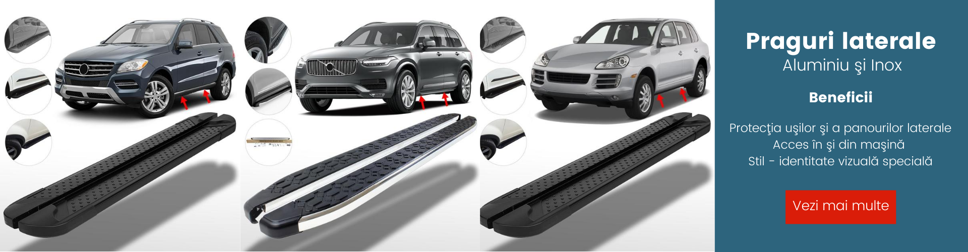 Praguri laterale aluminiu si inox