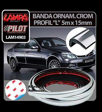 Banda ornament crom adeziva profil L - 5m x 15mm [5]