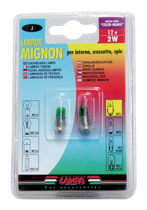 Bec clasic 2W 12V iluminat bord soclu metal BA7s 2buc - Verde [5]