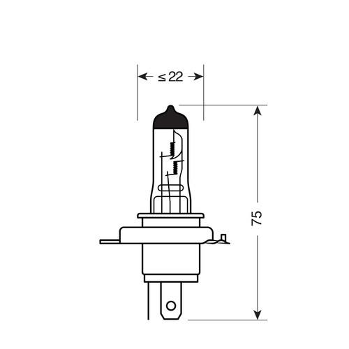 Bec halogen 12V - H4 - 60/55W Night Breaker Laser +150% P43t 2buc Osram [10]