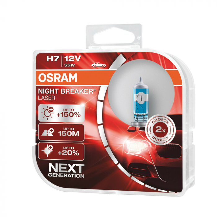 Bec halogen 12V - H7 - 55W Night Breaker Laser +150% PX26d 2buc Osram [8]