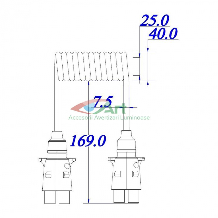 Cablu prelungitor 3m spiralat 12V cu 2 fise [2]