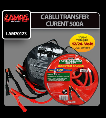 Cablu transfer curent 450cm 12/24V 500A - Lampa [12]