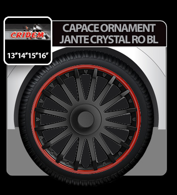 Capace roti auto Crystal RO BL 4buc - Negru/Rosu - 15'' [2]