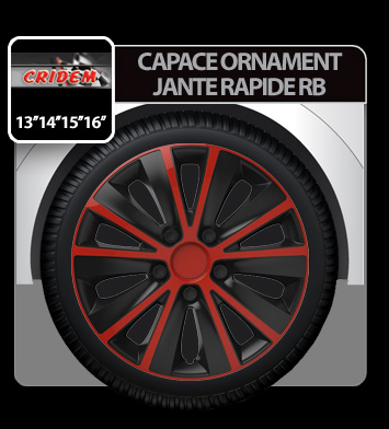 Capace roti auto Rapide RB 4buc - Rosu/Negru - 14'' [4]