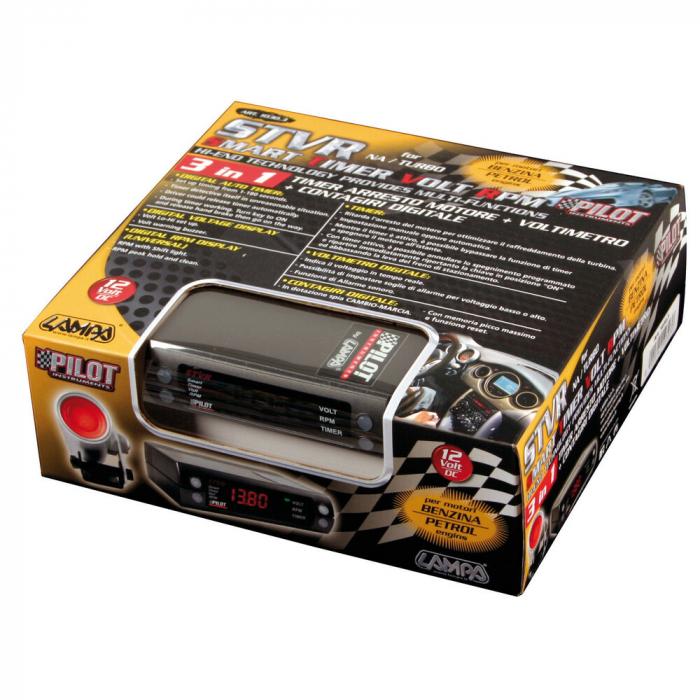 Ceas cu afisaj digital, temporizator, voltmetru si turometru STVR, 12V - Benzina [6]