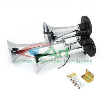Claxon 12V/24V aer 3 pipe 31cm [4]