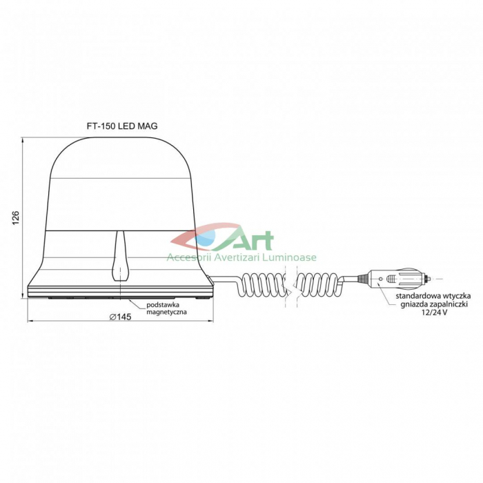 Girofar 12/24 LED-uri magnet si 3m cablu jandarmerie ambulanta [8]