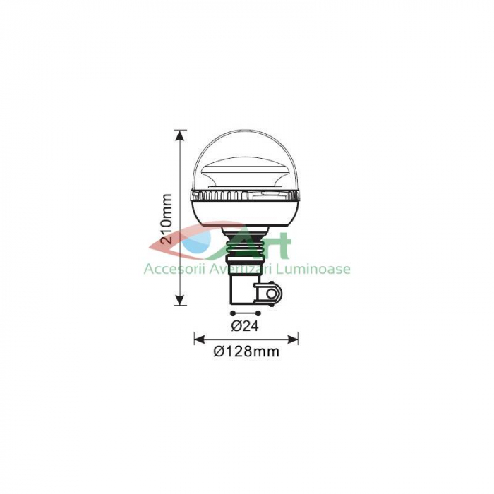 Girofar cu 45 LED flexibil 12-24V, cu tija L1406 [4]