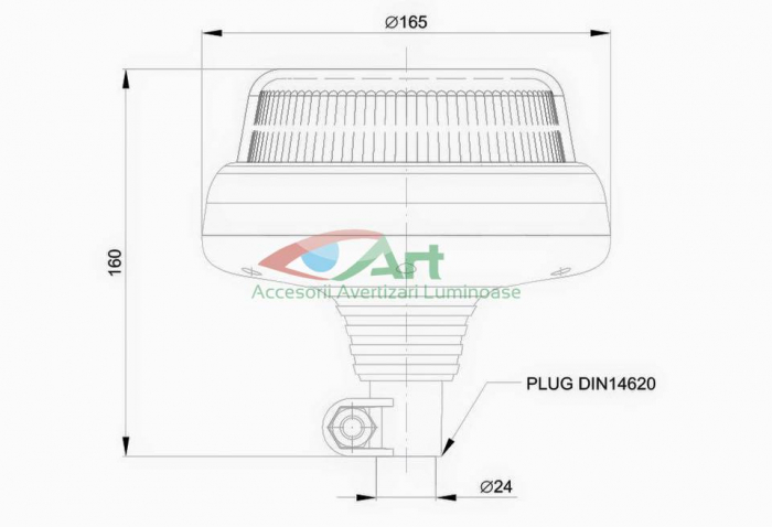 Girofar cu LED, 12-24V, cu tija FT-100 PI LED Fristom [2]