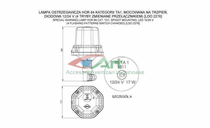 Girofar cu LED 12-24V cu tija LDO 2276 HorPol [4]