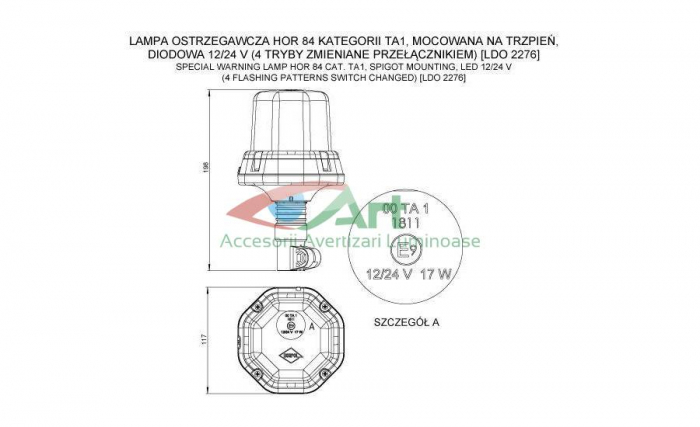 Girofar cu LED 12-24V cu tija LDO 2276 HorPol [8]