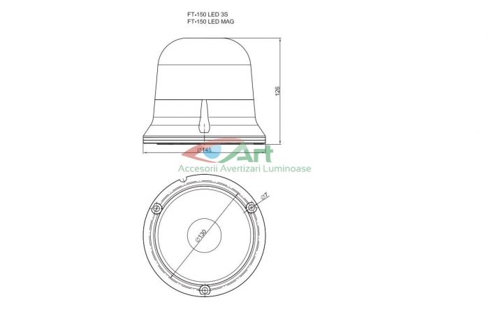 Girofar LED prindere in 3 suruburi FT-150 [8]