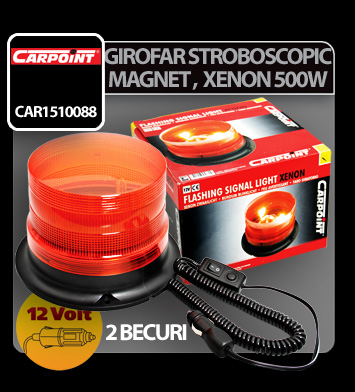 Girofar stroboscopic galben cu magnet, xenon 500W 12V [4]