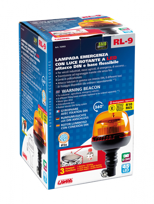 Girofar stroboscopic galben LED cu fixare DIN 12/24V RL-9 [5]