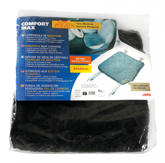 Husa scaun auto pentru sezut, din blana de oaie Comfort Max 1buc - Negru [6]
