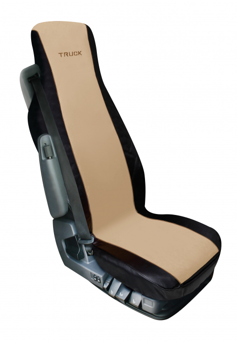 Husa scaun camion Elisa-2 poliester/imit. piele 1buc - Bej/Negru [4]