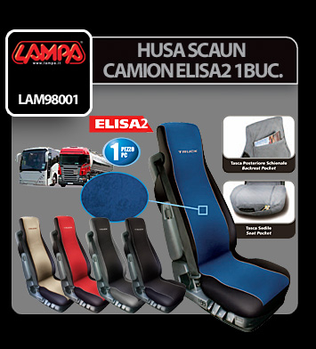 Husa scaun camion Elisa-2 poliester/imit. piele 1buc - Rosu/Negru [8]