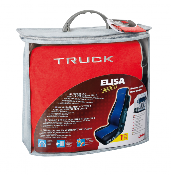 Husa scaun camion Elisa-2 poliester/imit. piele 1buc - Rosu/Negru [3]
